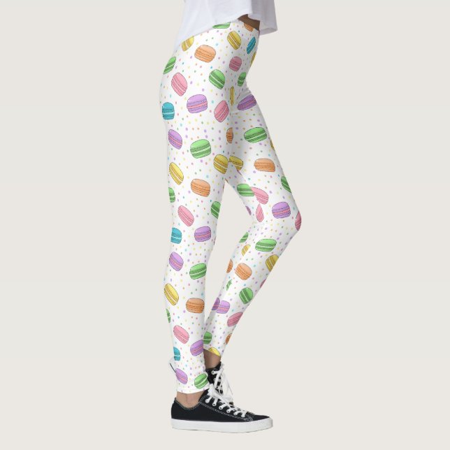 Kawaii Food Pastel French Macarons Patterned Leggings (Höger)