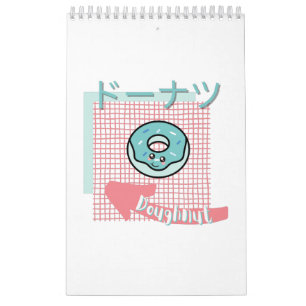 Kawaii food-Söt Doughnut, rosa, turkos Kalender