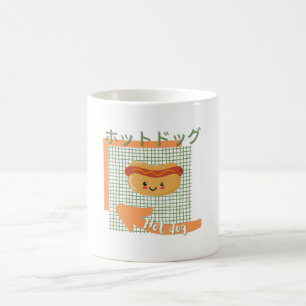 kawaii food- söt Hett hund, orange, grönt Kaffemugg