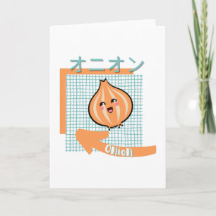kawaii food- Söt Onion, orange, turkos Kort