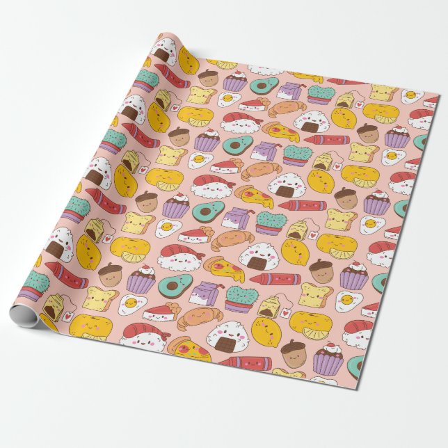 Kawaii Food Wrapping Papper Presentpapper (Utrullad)
