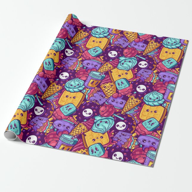 Kawaii Food Wrapping Papper Presentpapper (Utrullad)