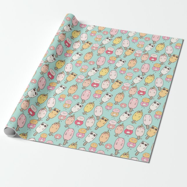 Kawaii Food Wrapping Papper Presentpapper (Utrullad)