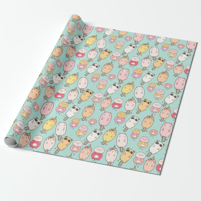 Kawaii Food Wrapping Papper Presentpapper (Utrullad)