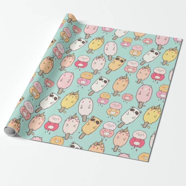 Kawaii Food Wrapping Papper Presentpapper (Utrullad)