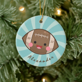 Kawaii Football Boll Kids Players Namn Team Year Julgransprydnad Keramik