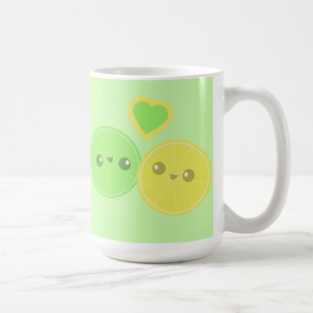 Kawaii för citronlimefrukthjärta mugg (Höger)