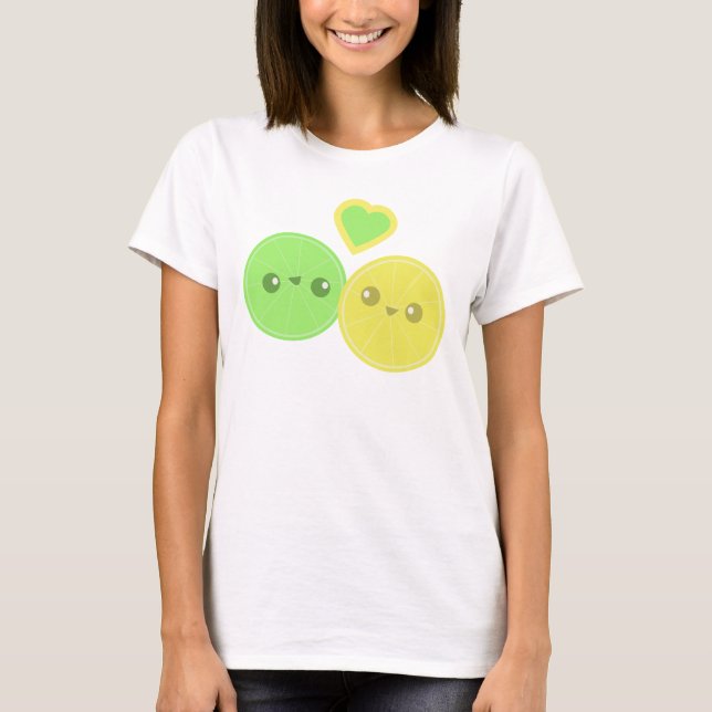 Kawaii för citronlimefrukthjärta T-tröja Tröja (Framsida)