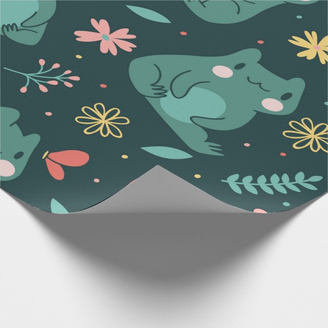 Kawaii Forest Frog Wrapping Papper Presentpapper (Hörn)