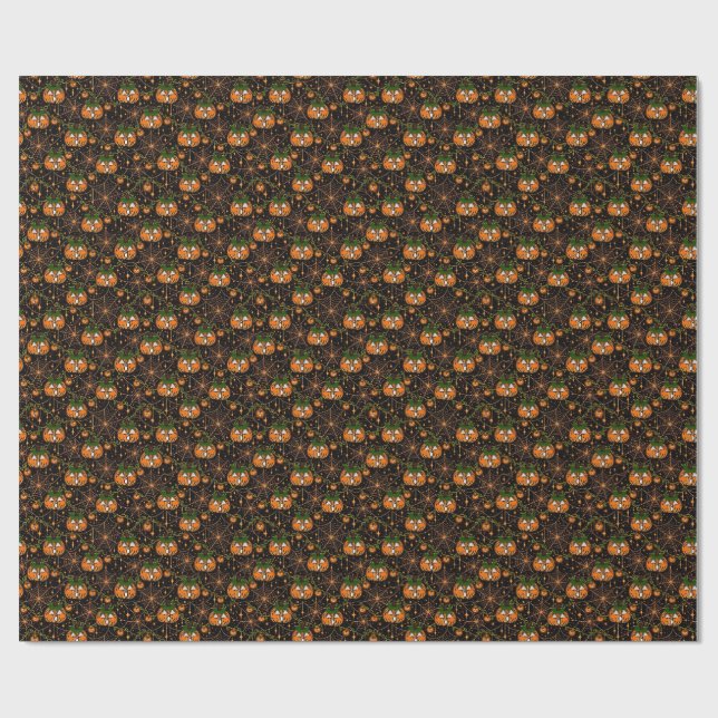 Kawaii Förvånade Pumpapål Halloween Presentpapper (Platt)
