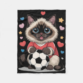 Kawaii fotbollskatt bara en tjej som älskar Birman Fleecefilt