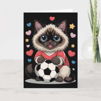 Kawaii fotbollskatt bara en tjej som älskar Birman Kort