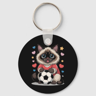 Kawaii fotbollskatt bara en tjej som älskar Birman Nyckelring