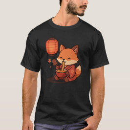 Kawaii Fox Eating Ramen - Cute Japansk Lantern T Shirt