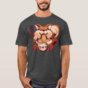 Kawaii Fox Eating Ramen Noodles Japan Anime Otaku T Shirt