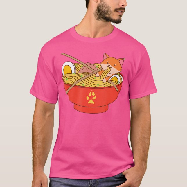 Kawaii Fox med Ramen T Shirt (Framsida)