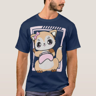 Kawaii Fox spelar upp datorspelarens datorspel och T Shirt