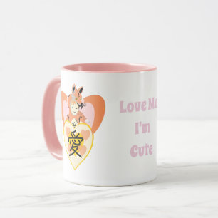 Kawaii Foxy Cosplay Kärlek Heart Mugg