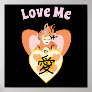 Kawaii Foxy Cosplay Kärlek Heart Poster
