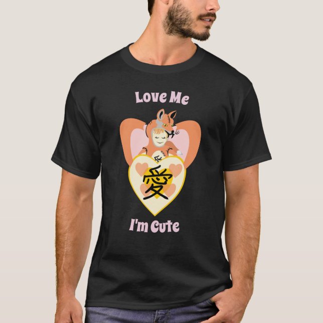 Kawaii Foxy Cosplay Kärlek Heart T Shirt (Framsida)