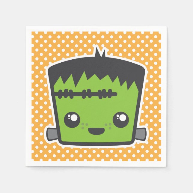 Kawaii Frankenstein Monster Halloween Napkins Pappersservett (Framsidan)