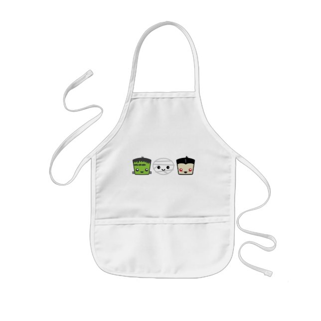 Kawaii Frankenstein Mummy Dracula Apron Barnförkläde (Framsidan)