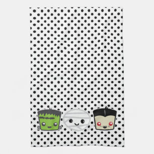 Kawaii Frankenstein Mummy Dracula Kitchen Towel Kökshandduk