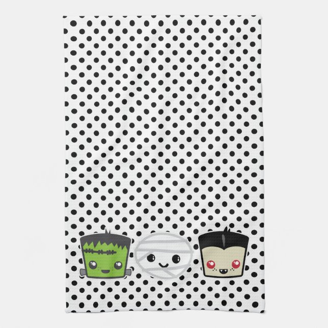Kawaii Frankenstein Mummy Dracula Kitchen Towel Kökshandduk (Vertikal)