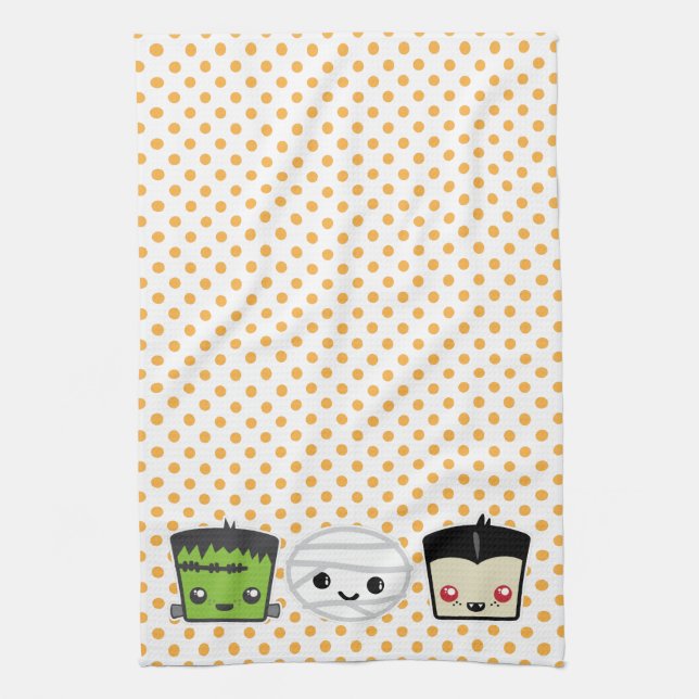Kawaii Frankenstein Mummy Dracula Kitchen Towel Kökshandduk (Vertikal)