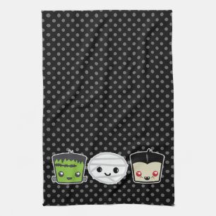 Kawaii Frankenstein Mummy Dracula Kitchen Towel Kökshandduk