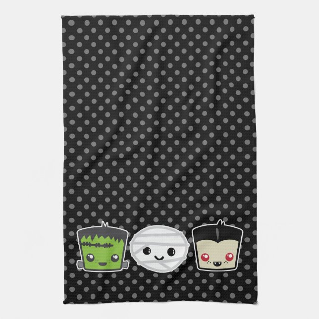 Kawaii Frankenstein Mummy Dracula Kitchen Towel Kökshandduk (Vertikal)