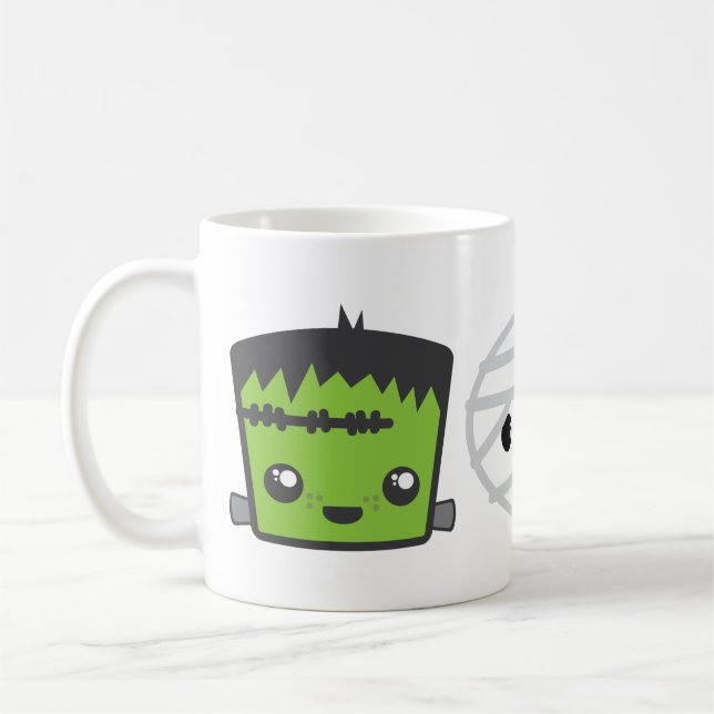 Kawaii Frankenstein Mummy Dracula Mugg (Vänster)
