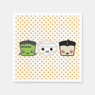 Kawaii Frankenstein Mummy Dracula Napkins Pappersservett