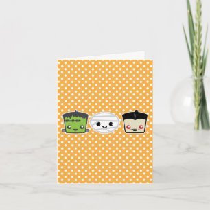 Kawaii Frankenstein Mummy Dracula Note Card Kort