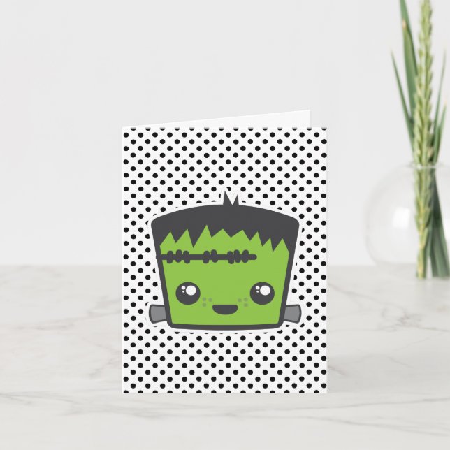 Kawaii Frankenstein Note Card Kort (Framsida)