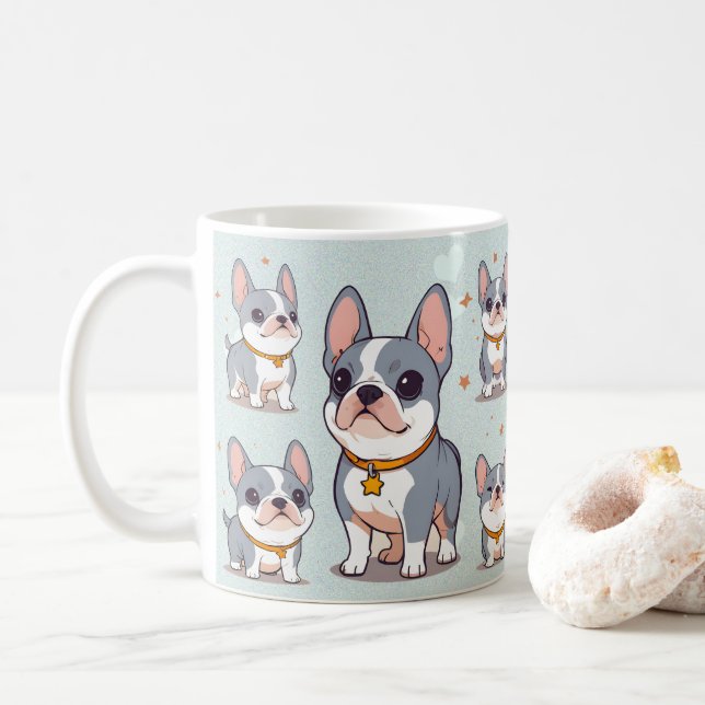 Kawaii Fransk Bulldog Frenchie Moods Kaffemugg (Med munk)