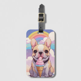 Kawaii Fransk Bulldog Ice kräm Rainbow Bagagebricka