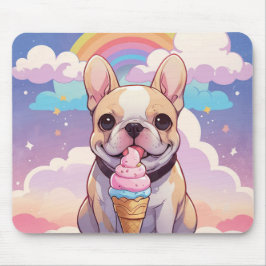 Kawaii Fransk Bulldog Ice kräm Rainbow Musmatta