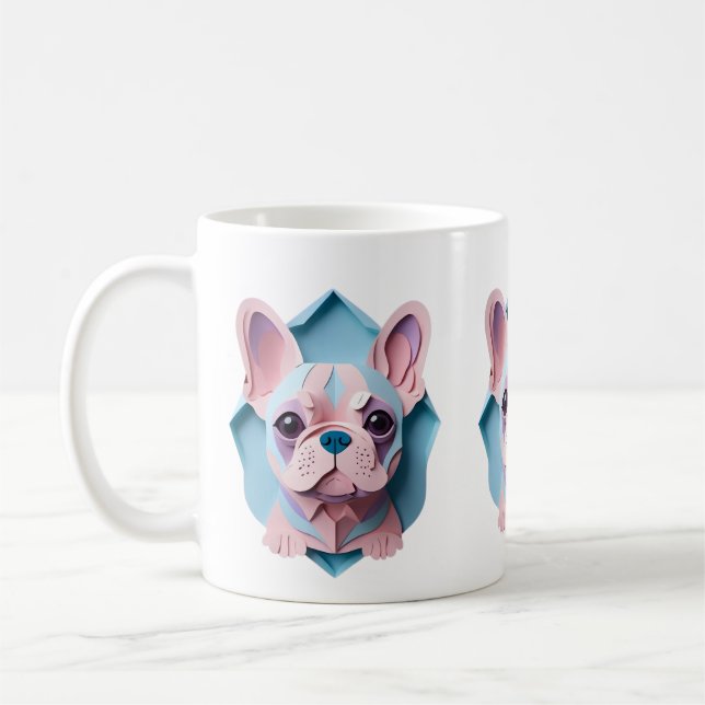 Kawaii Fransk Bulldog Pastel Papper CEG Art Kaffemugg (Vänster)