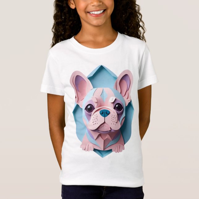 Kawaii Fransk Bulldog Pastel Papper CEG Art T Shirt (Framsida)