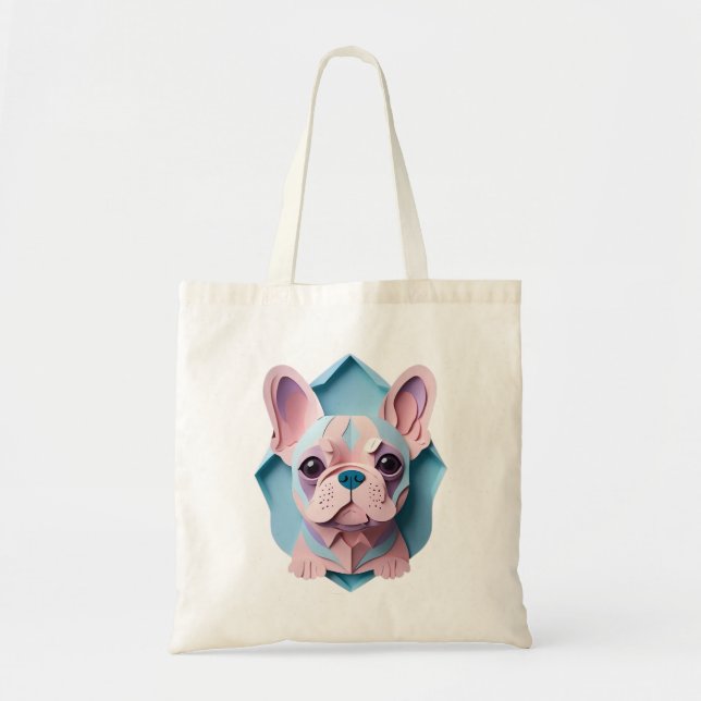 Kawaii Fransk Bulldog Pastel Papper CEG Art Tygkasse (Framsidan)