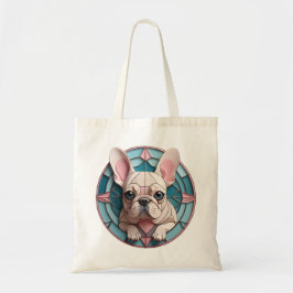 Kawaii Fransk Bulldog Pastel Stached Glass Tygkasse