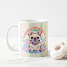 Kawaii Fransk Bulldog Rainbow Clouds Kaffemugg