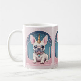 Kawaii Fransk Bulldog Unicorn Pastel rosa Kaffemugg