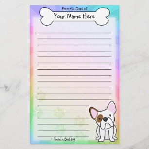 Kawaii fransk bulldoggbrevpapper brevpapper