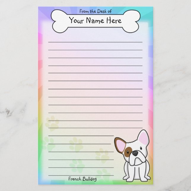 Kawaii fransk bulldoggbrevpapper brevpapper (Framsida)