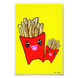 Kawaii Fransk Fries Design Fototryck