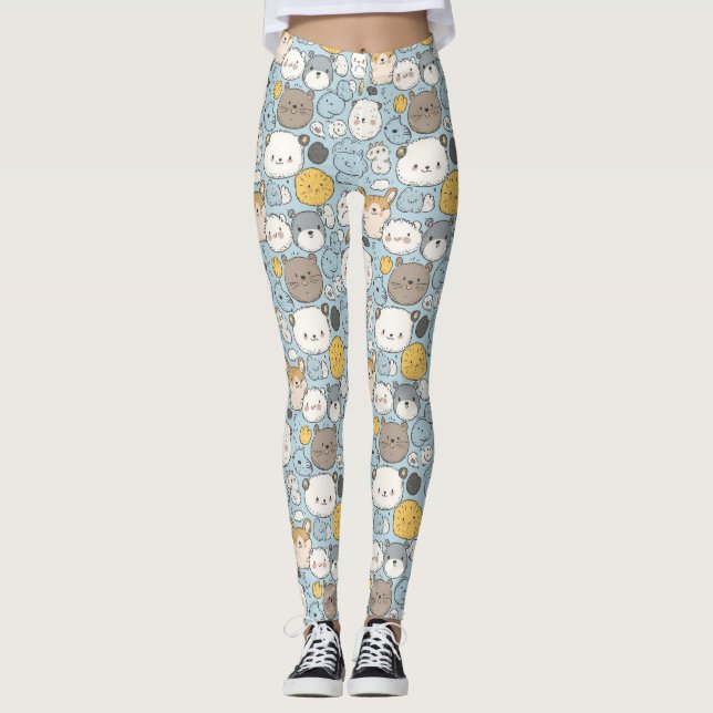 Kawaii Frenzy: Dålig dörr för friska djur Leggings (Framsida)