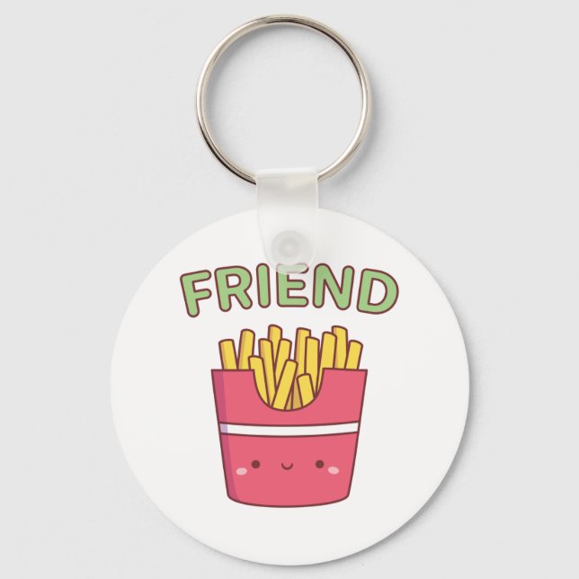 Kawaii Friend Fries Doodle Matching Best Friend Nyckelring (Framsida)