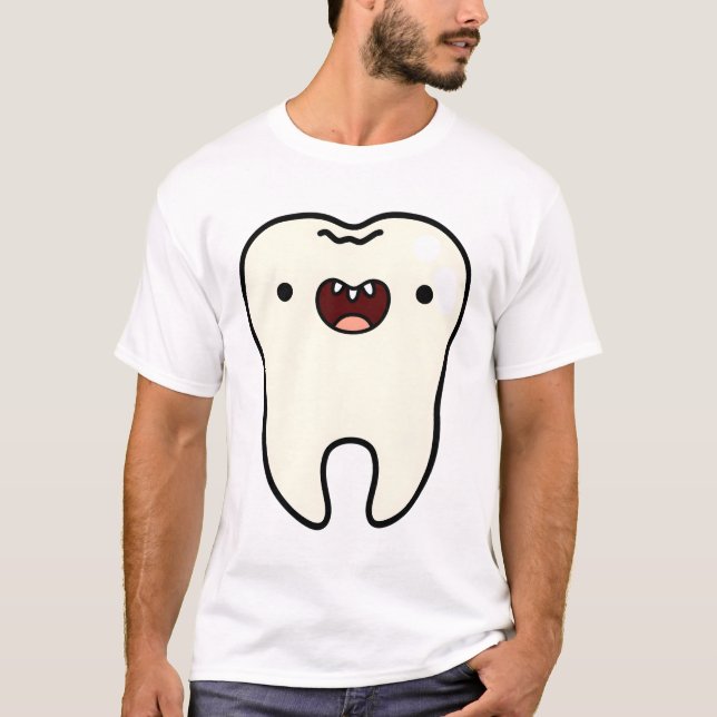 Kawaii Frisk Tand T Shirt (Framsida)
